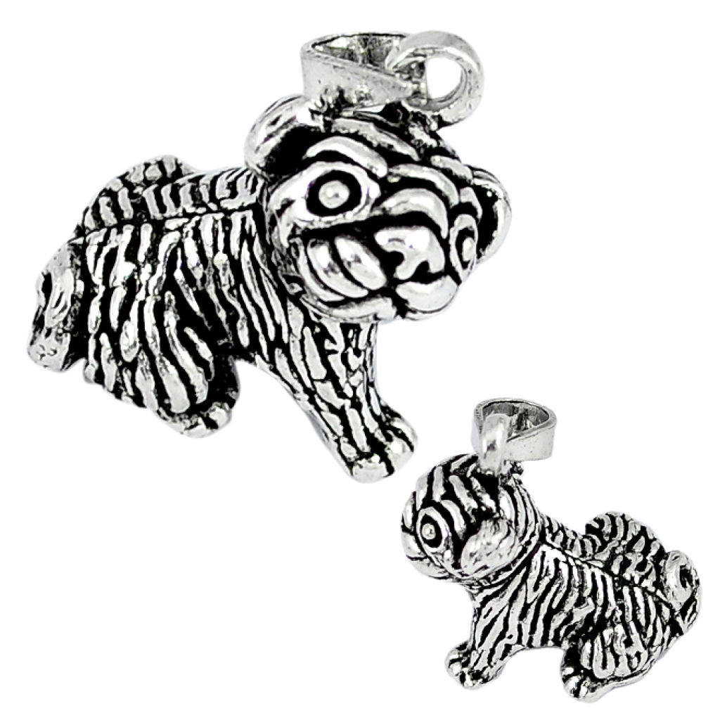 3d moving charm solid 925 sterling silver dog pendant jewelry p2358