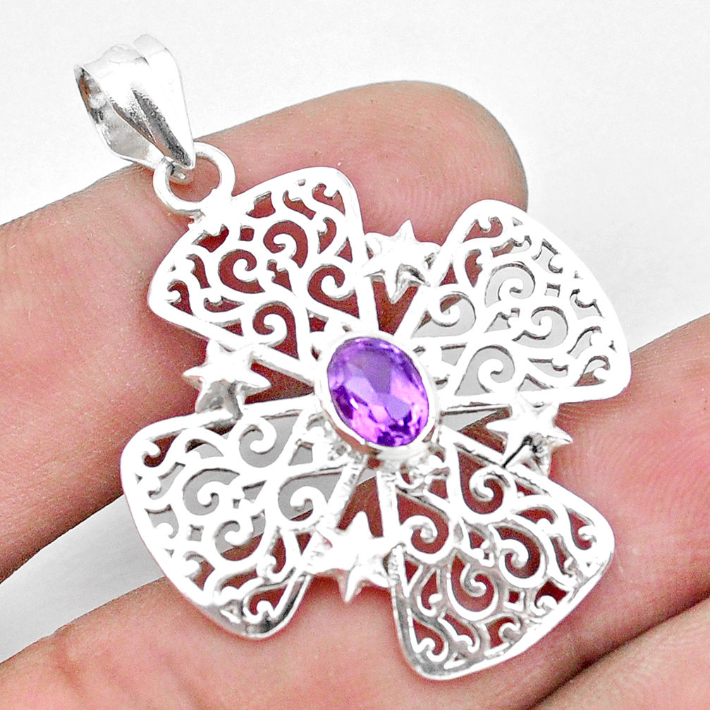 1.55cts natural purple amethyst 925 sterling silver pendant jewelry p23622