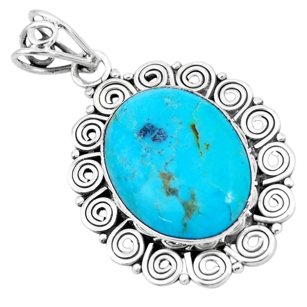 15.55cts blue arizona mohave turquoise 925 sterling silver pendant p24282