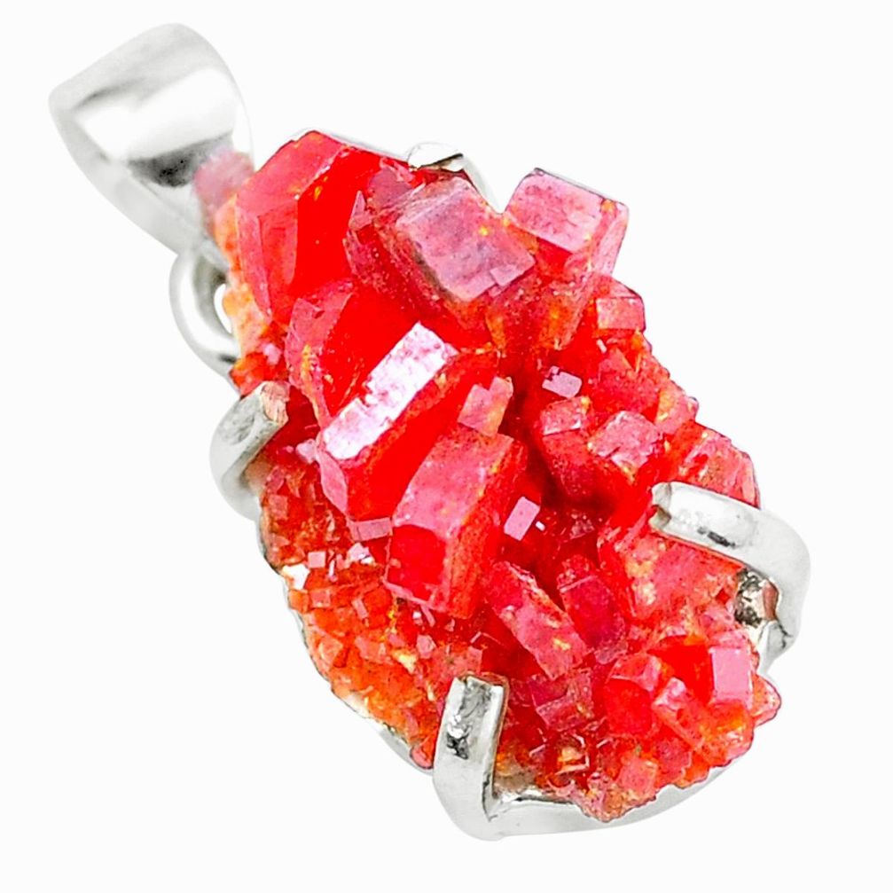 925 sterling silver 22.10cts natural orange vanadinite morocco pendant p24364