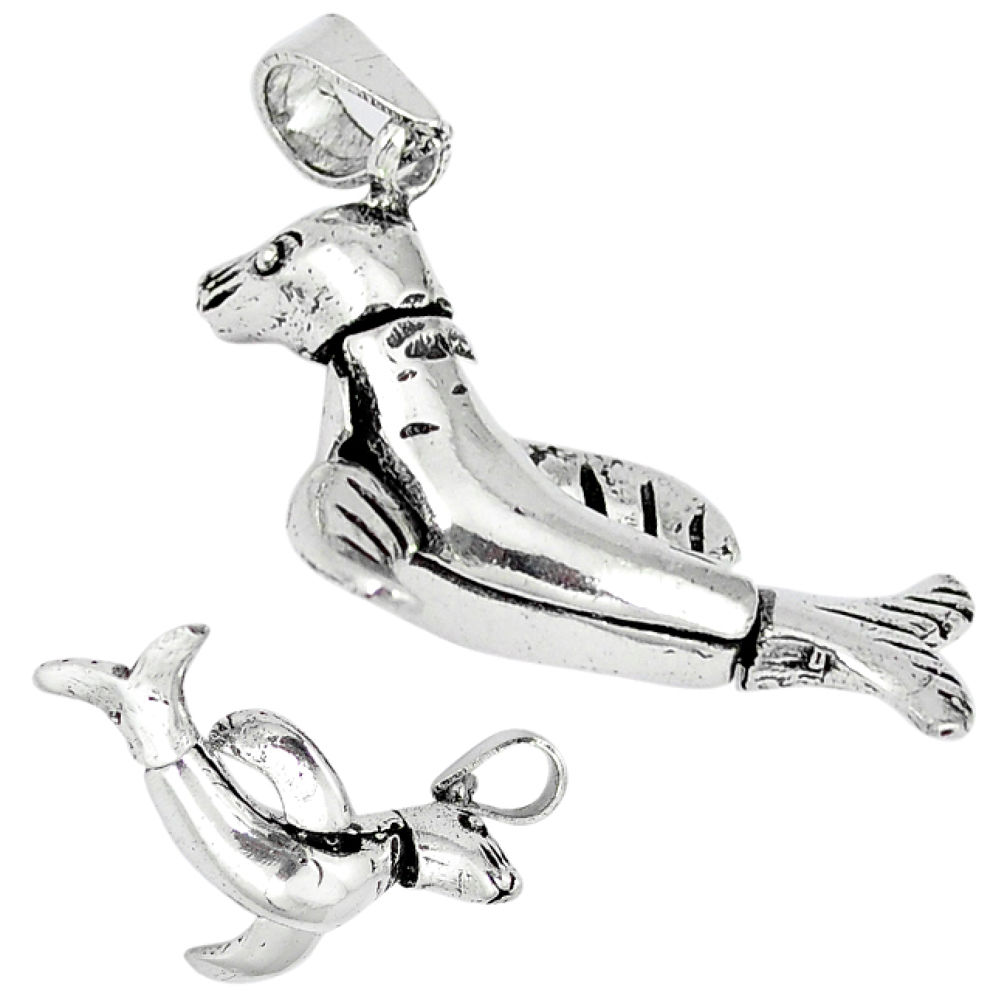 Indonesian bali style solid 925 sterling silver fish pendant jewelry p2459