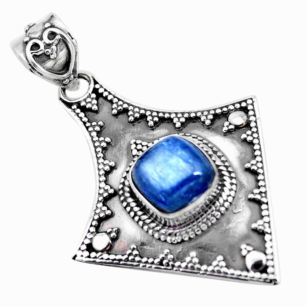 3.28cts natural blue kyanite 925 sterling silver pendant jewelry p24702