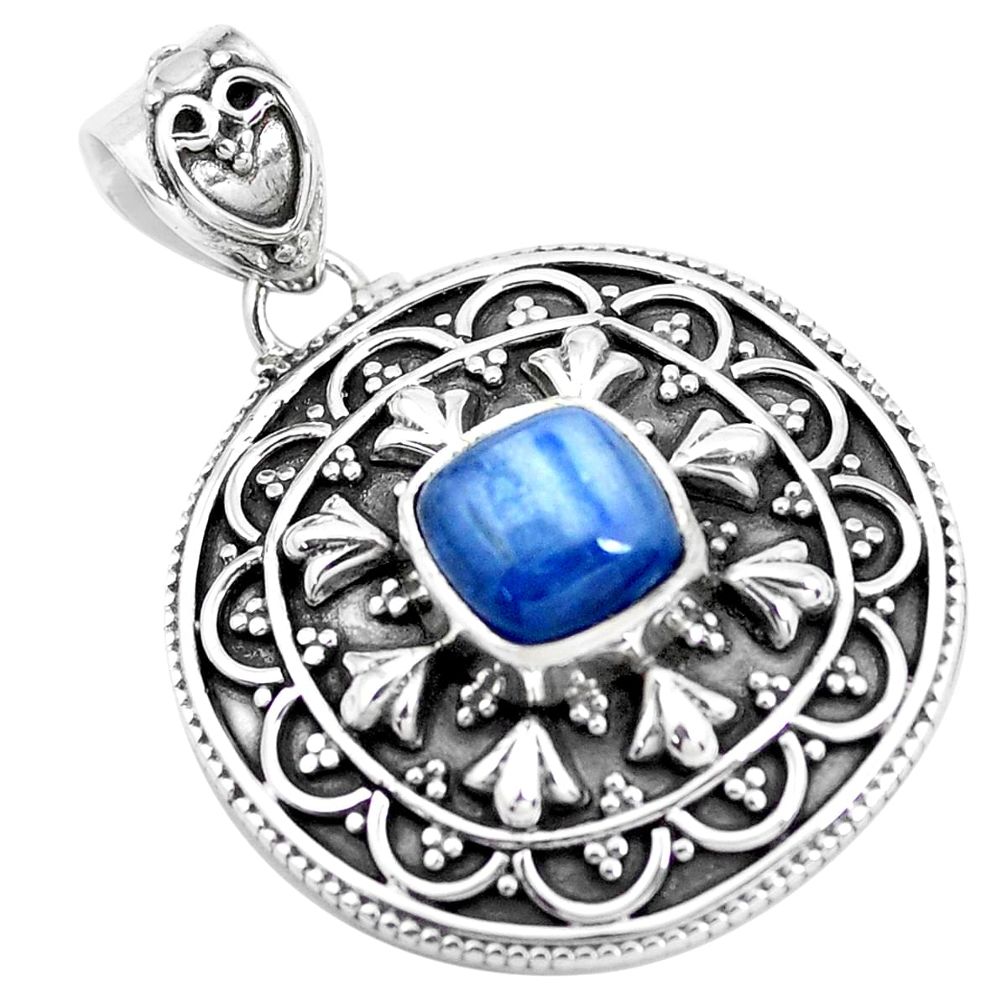 3.24cts natural blue kyanite 925 sterling silver pendant jewelry p24705