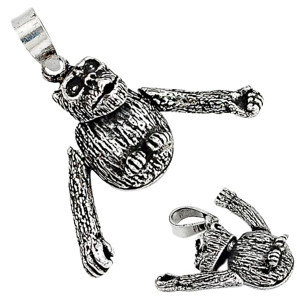 3d moving charm solid 925 sterling silver chimpanzee charm pendant p2471