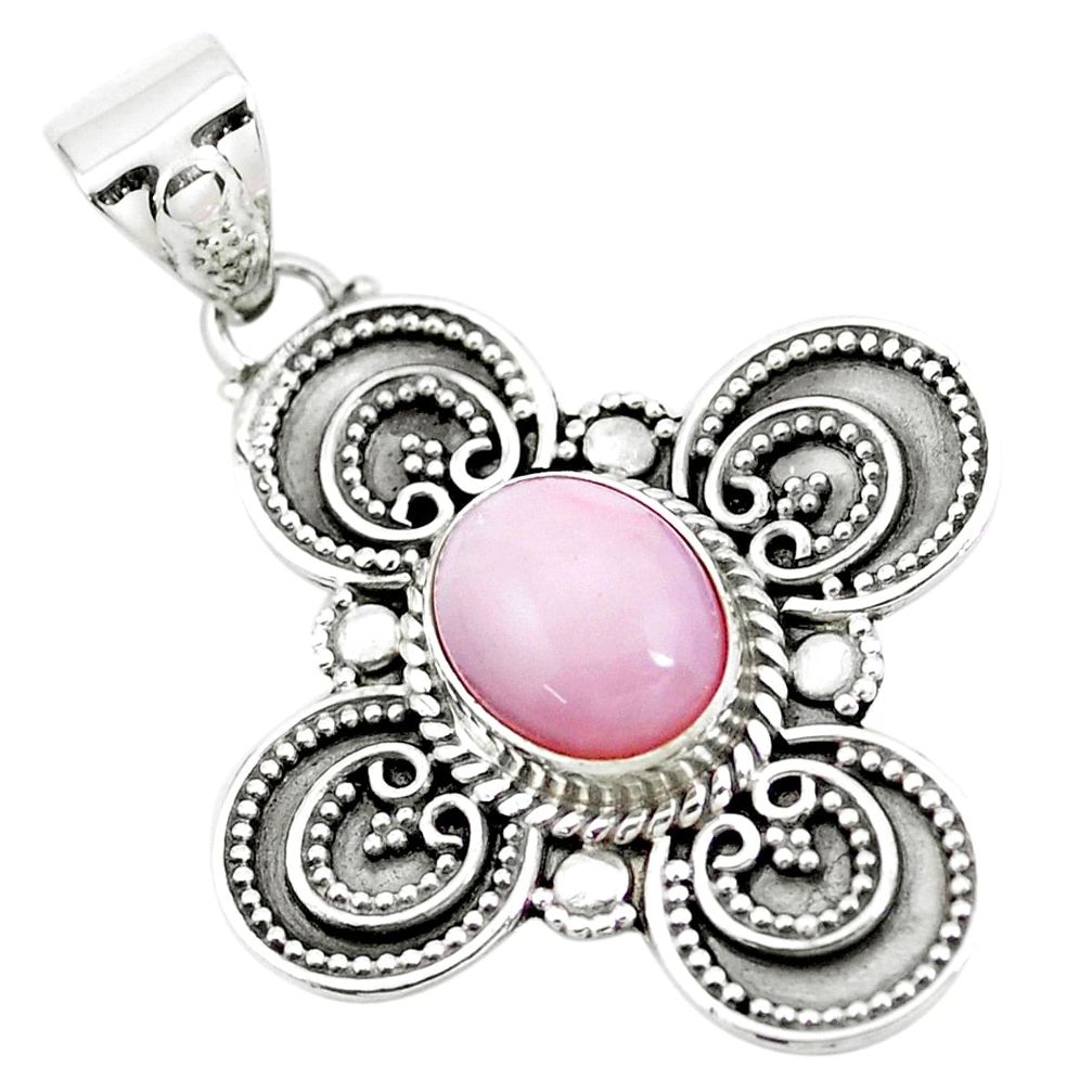 4.17cts natural pink opal oval 925 sterling silver pendant jewelry p24728