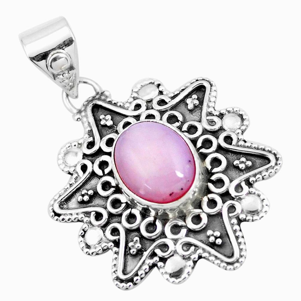 4.29cts natural pink opal 925 sterling silver pendant jewelry p24730