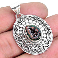 925 sterling silver 4.82cts natural brown geode druzy pendant jewelry p24758