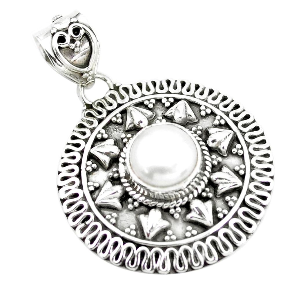 3.37cts natural white pearl 925 sterling silver pendant jewelry p24815