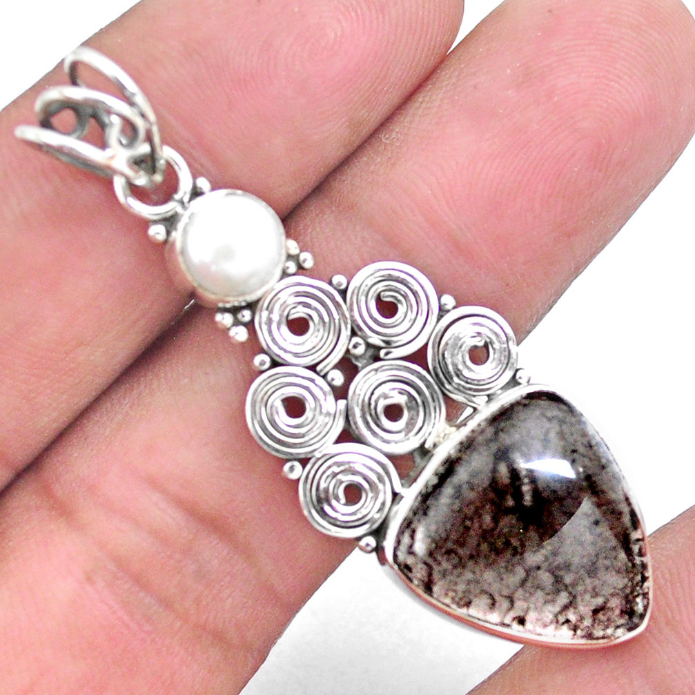 8.22cts natural brown agni manitite pearl 925 sterling silver pendant p25192