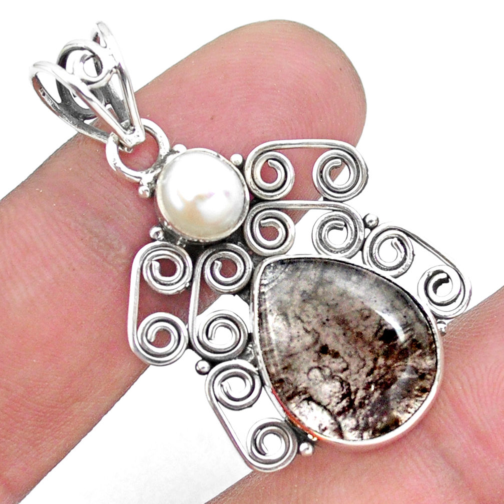 7.50cts natural brown agni manitite pearl 925 sterling silver pendant p25195