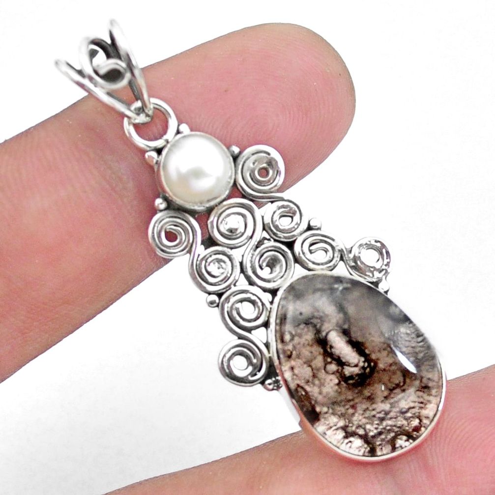 925 sterling silver 11.57cts natural brown agni manitite pearl pendant p25198