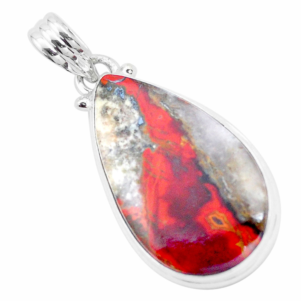 19.23cts natural brown moroccan seam agate 925 sterling silver pendant p25522