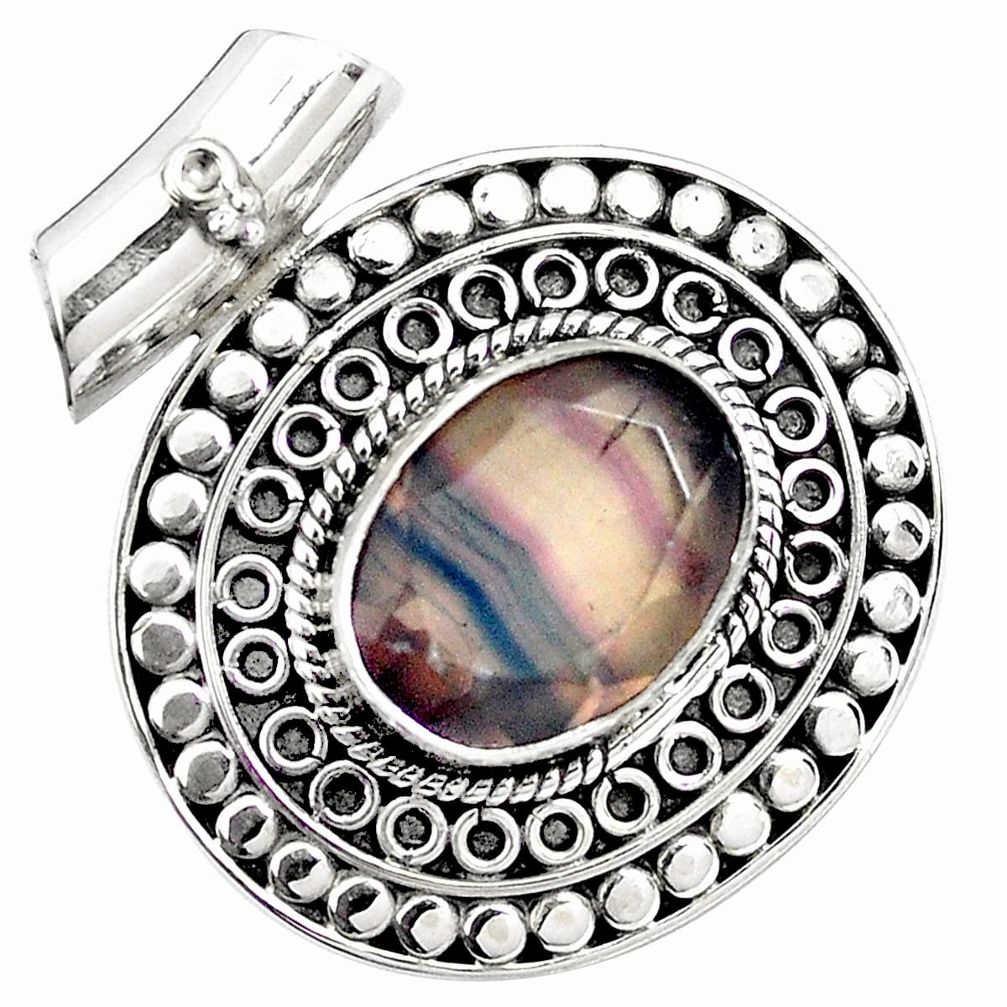 7.54cts natural multi color fluorite 925 sterling silver pendant jewelry p25544