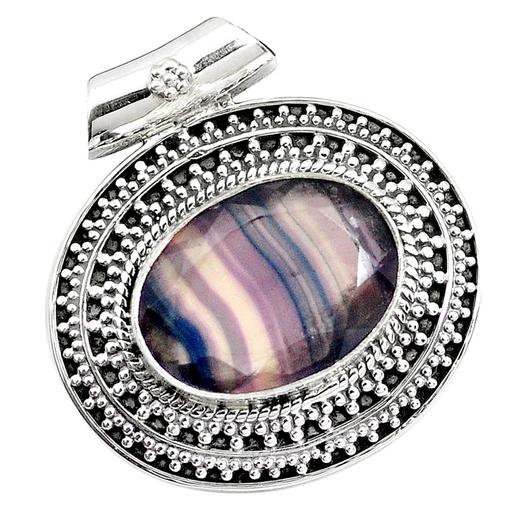 13.34cts natural multi color fluorite 925 sterling silver pendant jewelry p25545