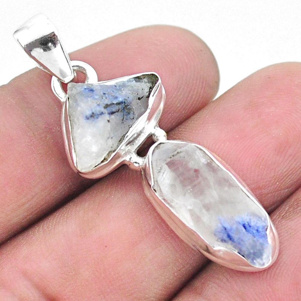 13.85cts natural blue dumortierite rough 925 sterling silver pendant p25572
