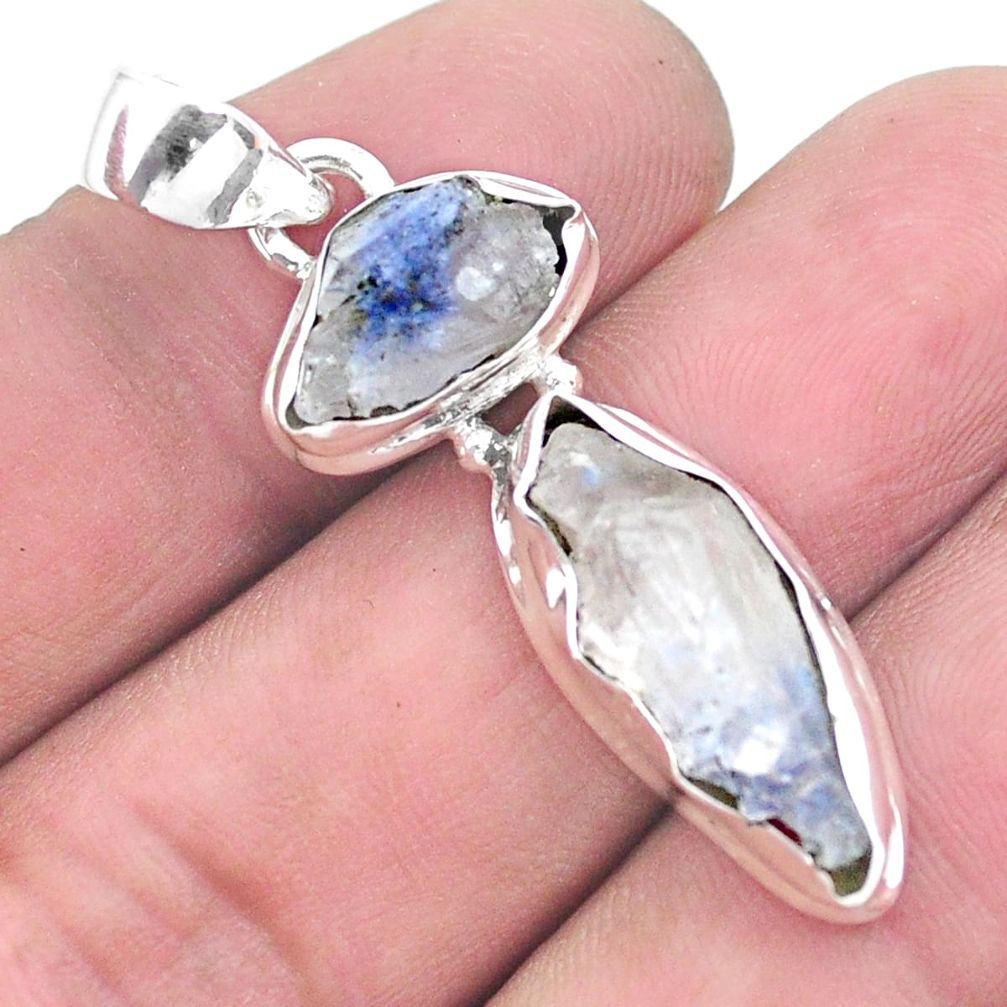 11.04cts natural blue dumortierite rough 925 sterling silver pendant p25578