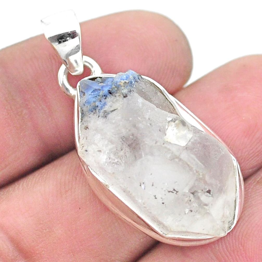 20.88cts natural blue dumortierite rough 925 sterling silver pendant p25579