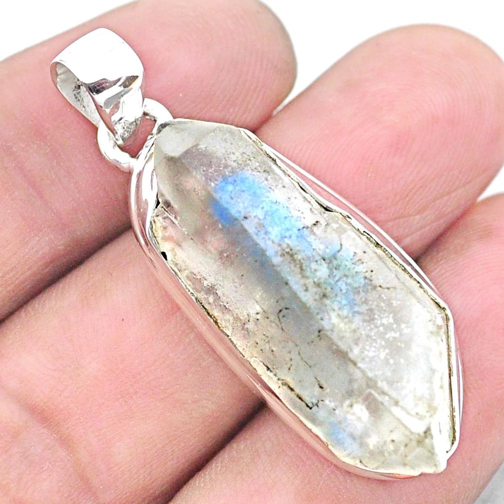 925 sterling silver 24.35cts natural blue dumortierite rough pendant p25580