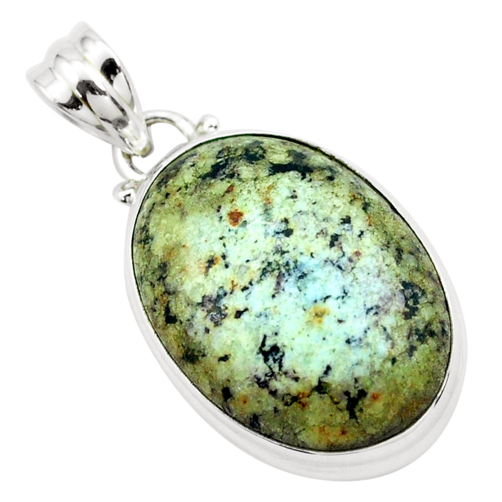 17.95cts natural green norwegian turquoise 925 sterling silver pendant p25588