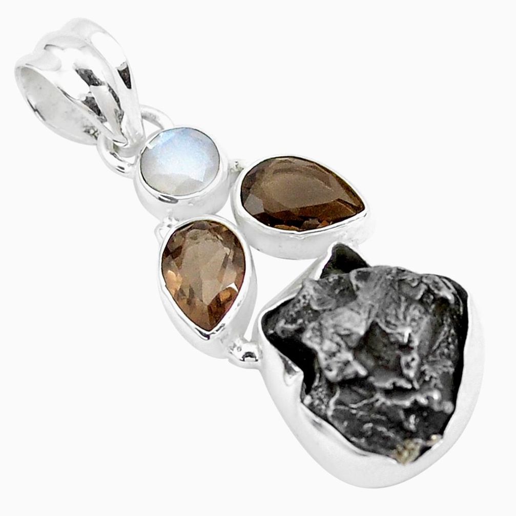 25.60cts natural campo del cielo (meteorite) moonstone 925 silver pendant p25987