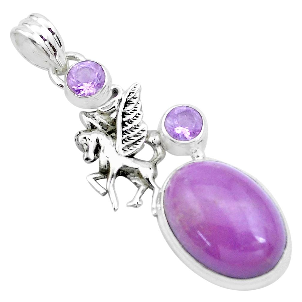 925 silver 15.16cts natural purple phosphosiderite unicorn pendant p26205