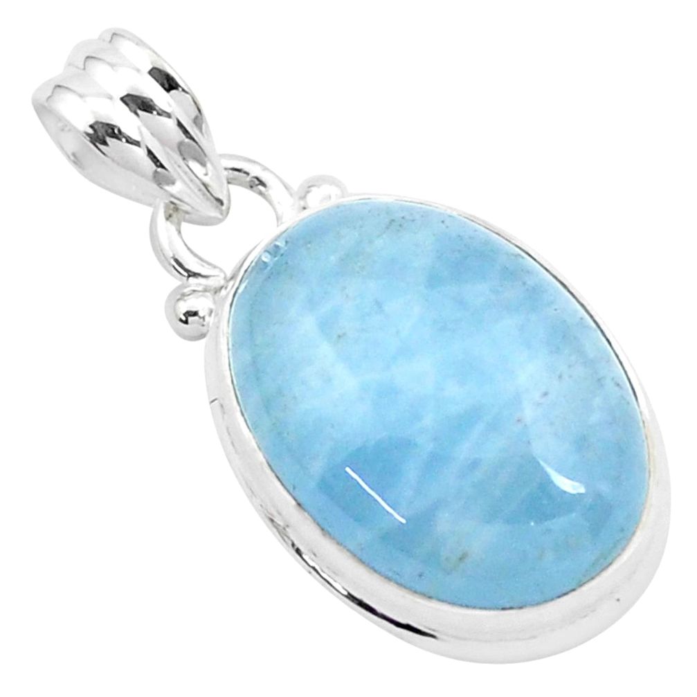 11.73cts natural blue aquamarine 925 sterling silver pendant jewelry p26230