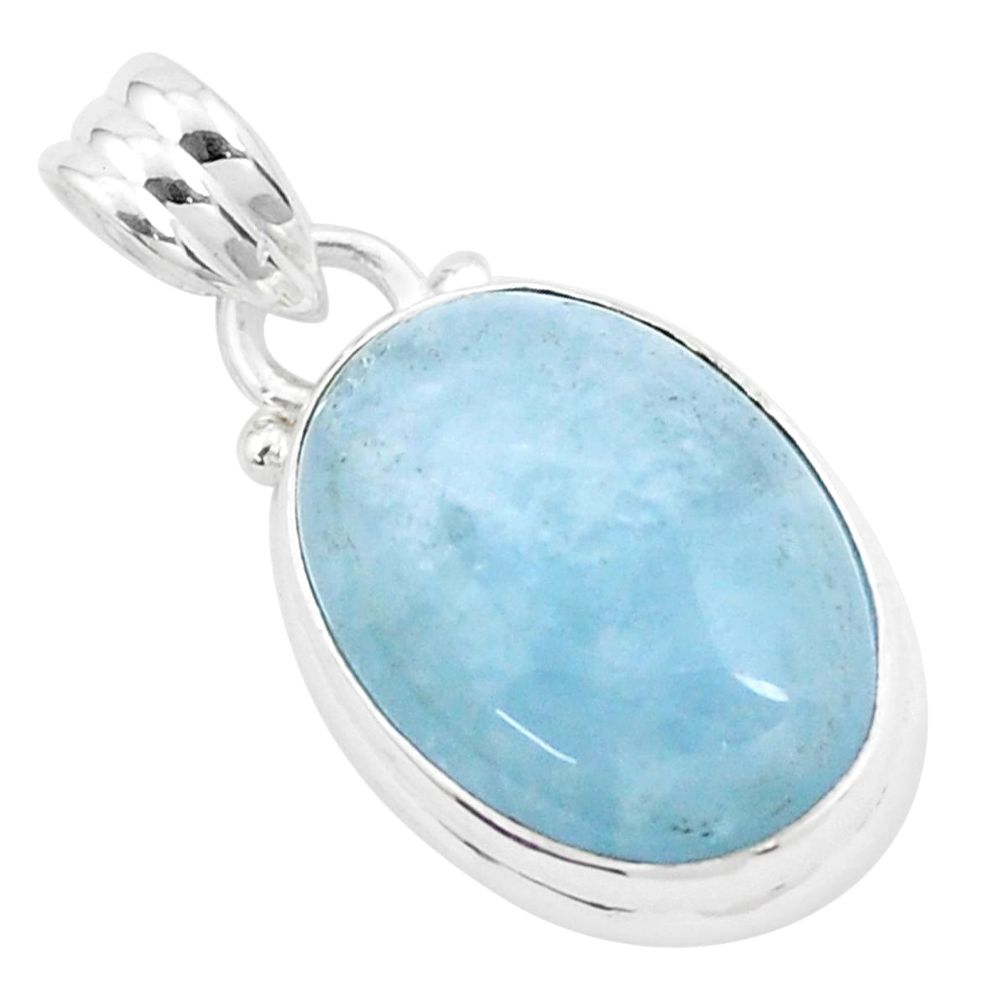 12.58cts natural blue aquamarine 925 sterling silver pendant jewelry p26233