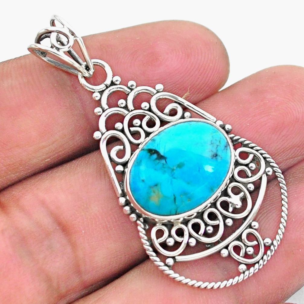 925 sterling silver 9.61cts green arizona mohave turquoise pendant p26510