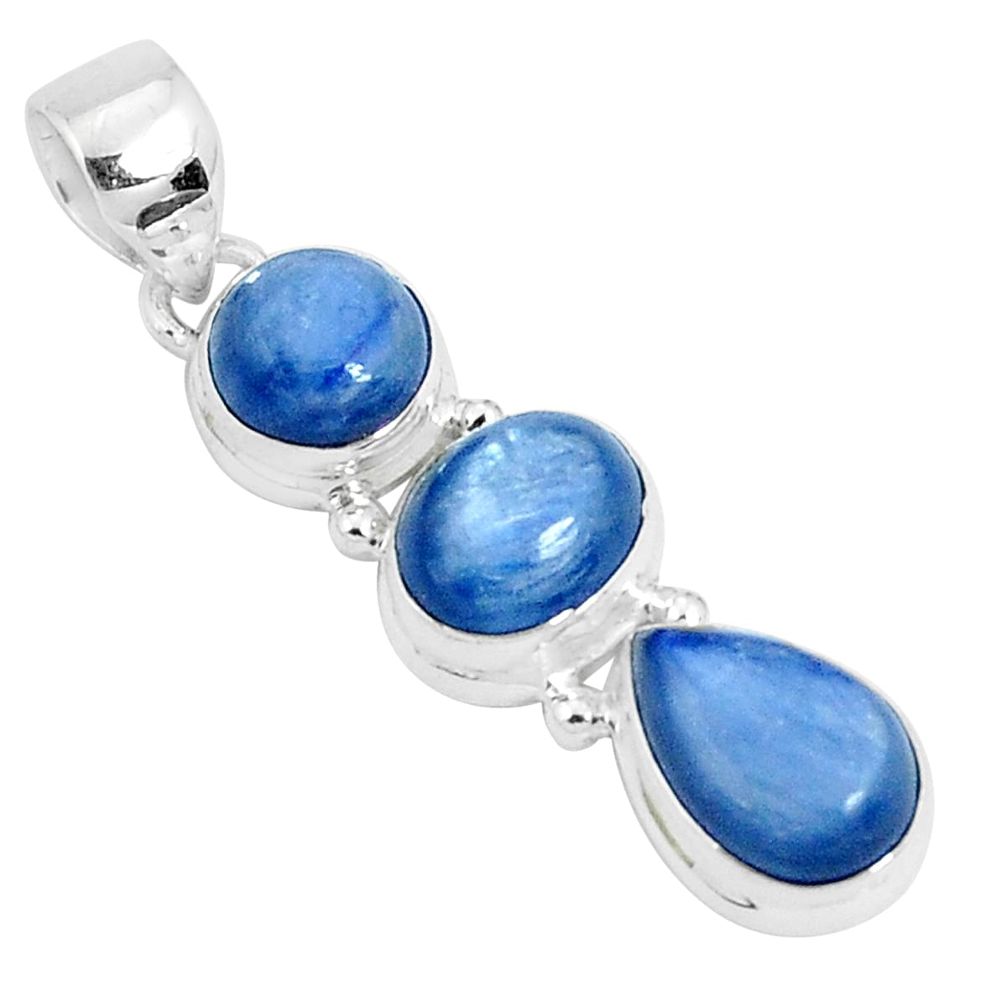 11.02cts natural blue kyanite oval 925 sterling silver pendant jewelry p26907