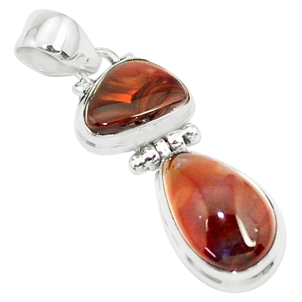 14.26cts natural multi color mexican fire agate 925 silver pendant p26943