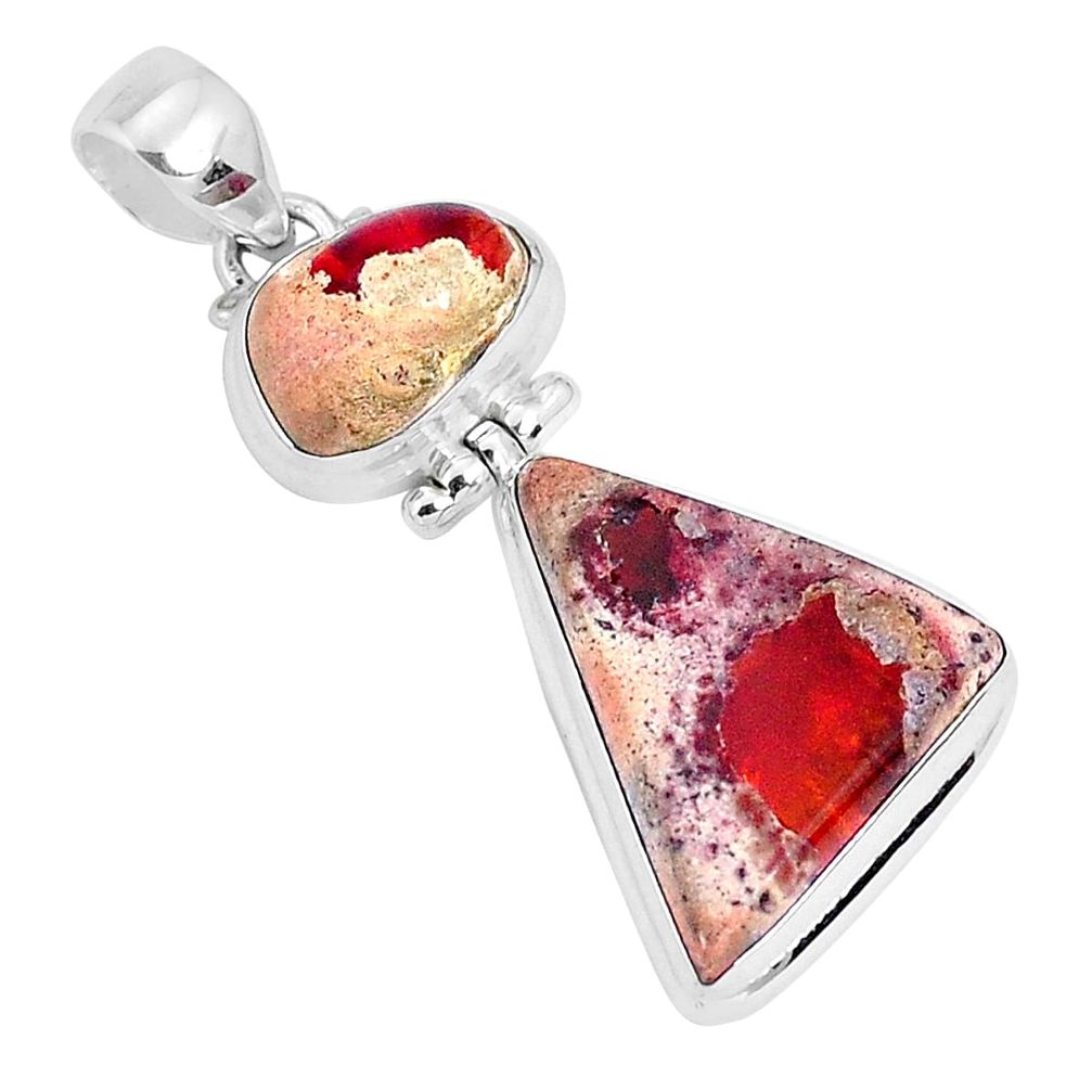 17.36cts natural multicolor mexican fire opal 925 sterling silver pendant p26961