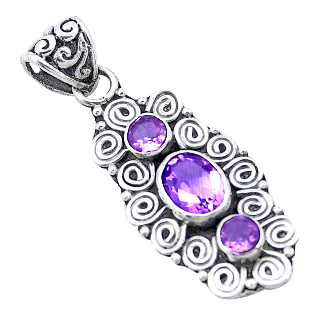 2.81cts natural purple amethyst 925 sterling silver pendant jewelry p27602