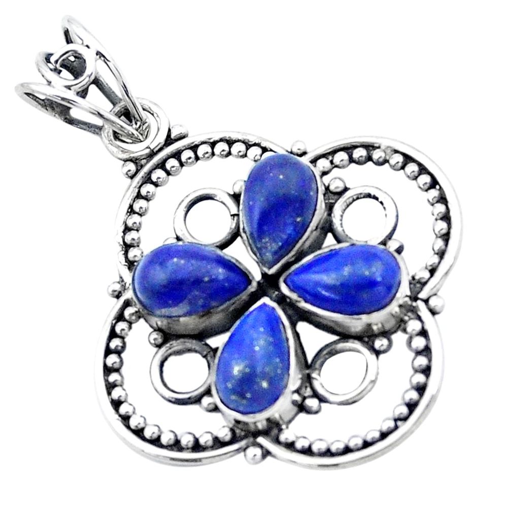 7.53cts natural blue lapis lazuli 925 sterling silver pendant jewelry p27605