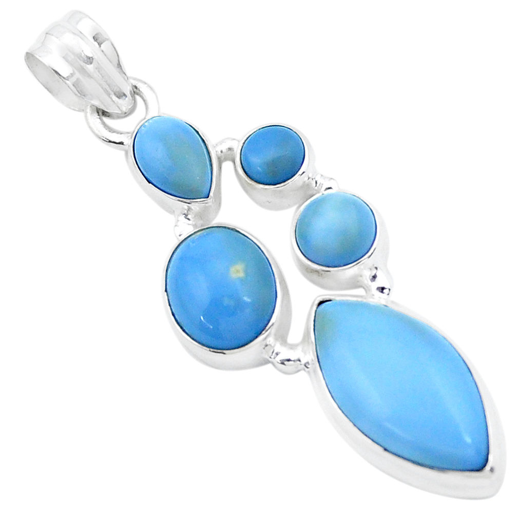 13.77cts natural blue owyhee opal 925 sterling silver pendant jewelry p27618