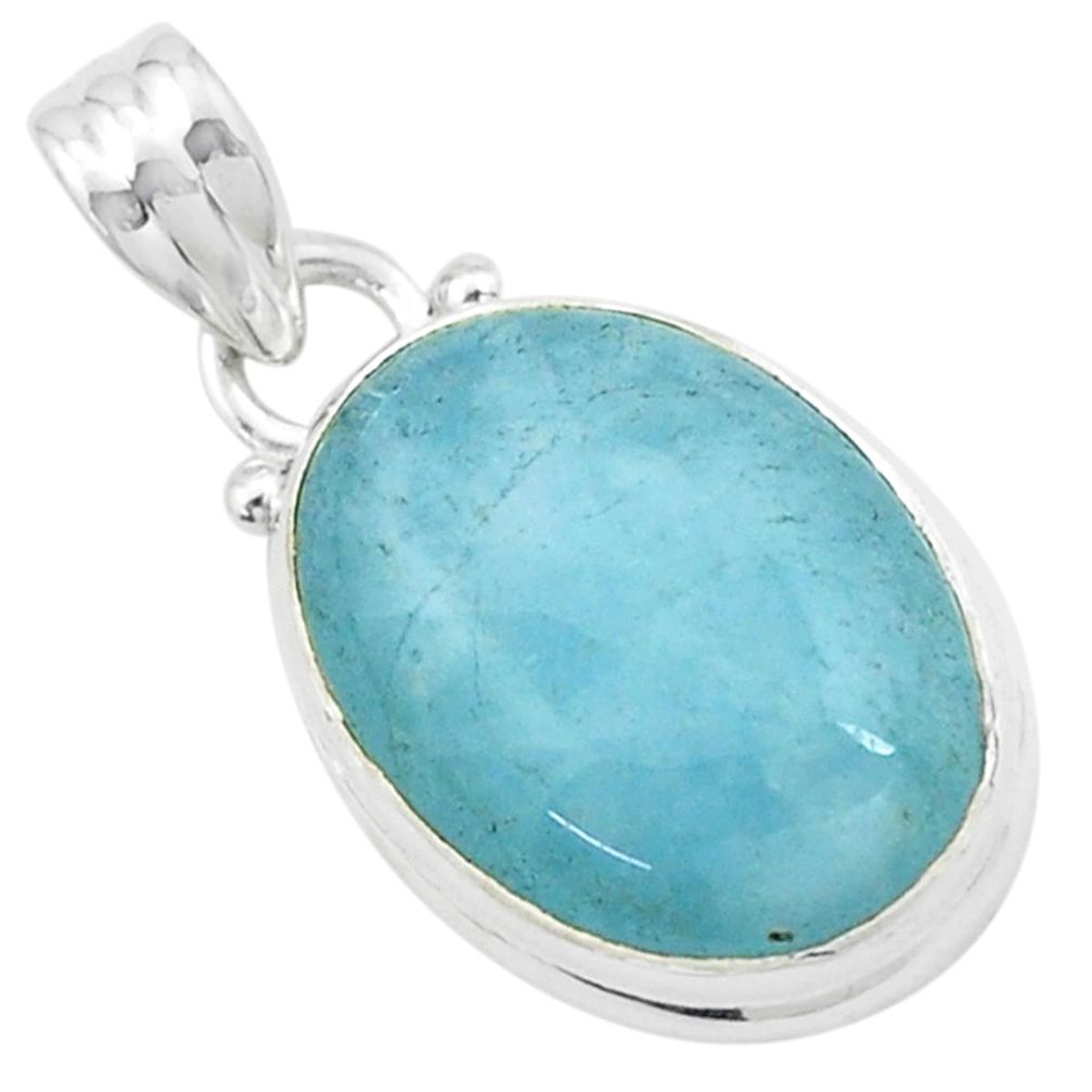 11.73cts natural blue aquamarine 925 sterling silver pendant jewelry p27621