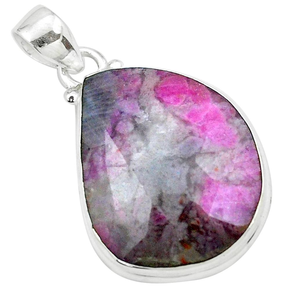 16.73cts natural pink ruby in fuchsite 925 sterling silver pendant p27643