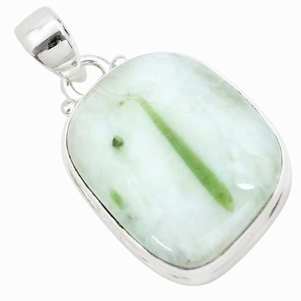 21.18cts natural green tourmaline in quartz 925 sterling silver pendant p27652