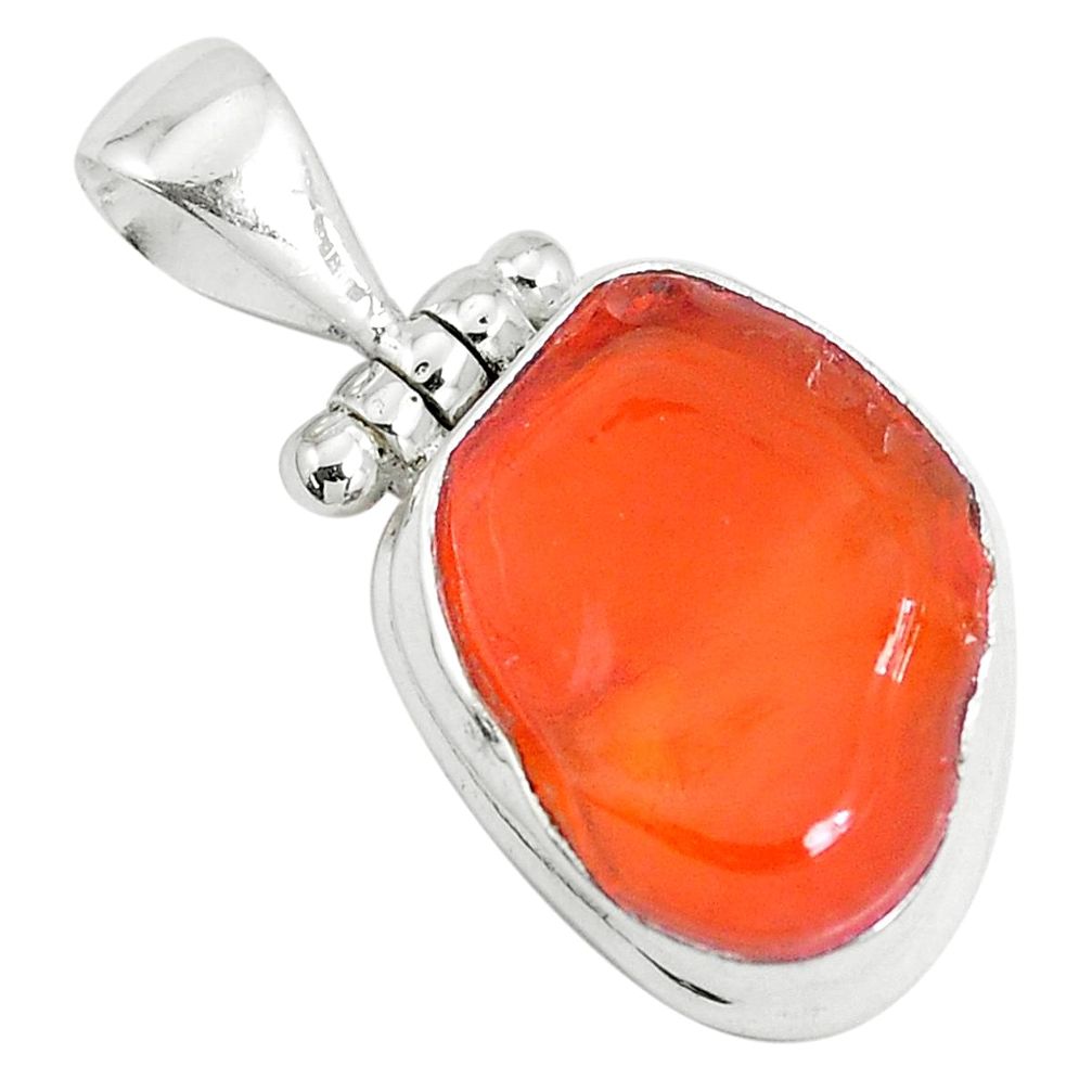 11.26cts natural orange mexican fire opal 925 sterling silver pendant p27996