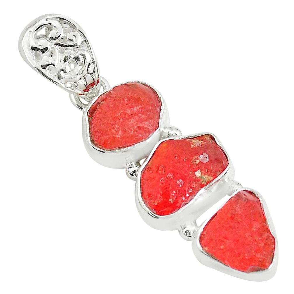 15.02cts natural orange mexican fire opal 925 sterling silver pendant p28023