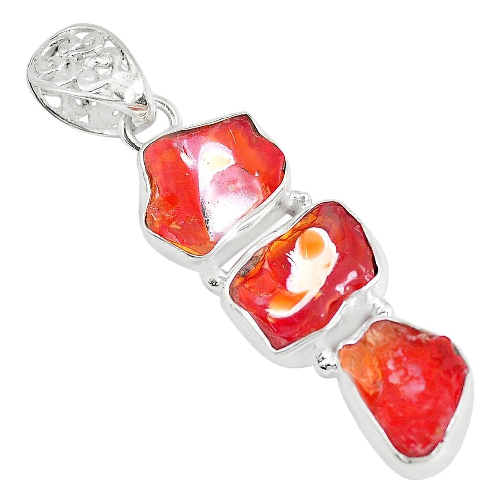 16.20cts natural orange mexican fire opal 925 sterling silver pendant p28026