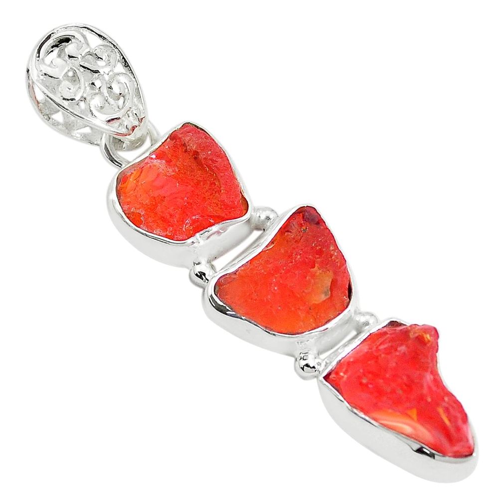 15.53cts natural orange mexican fire opal 925 sterling silver pendant p28029