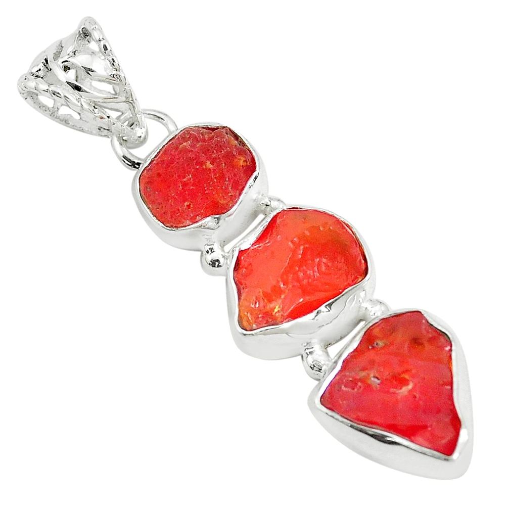 14.14cts natural orange mexican fire opal 925 sterling silver pendant p28035