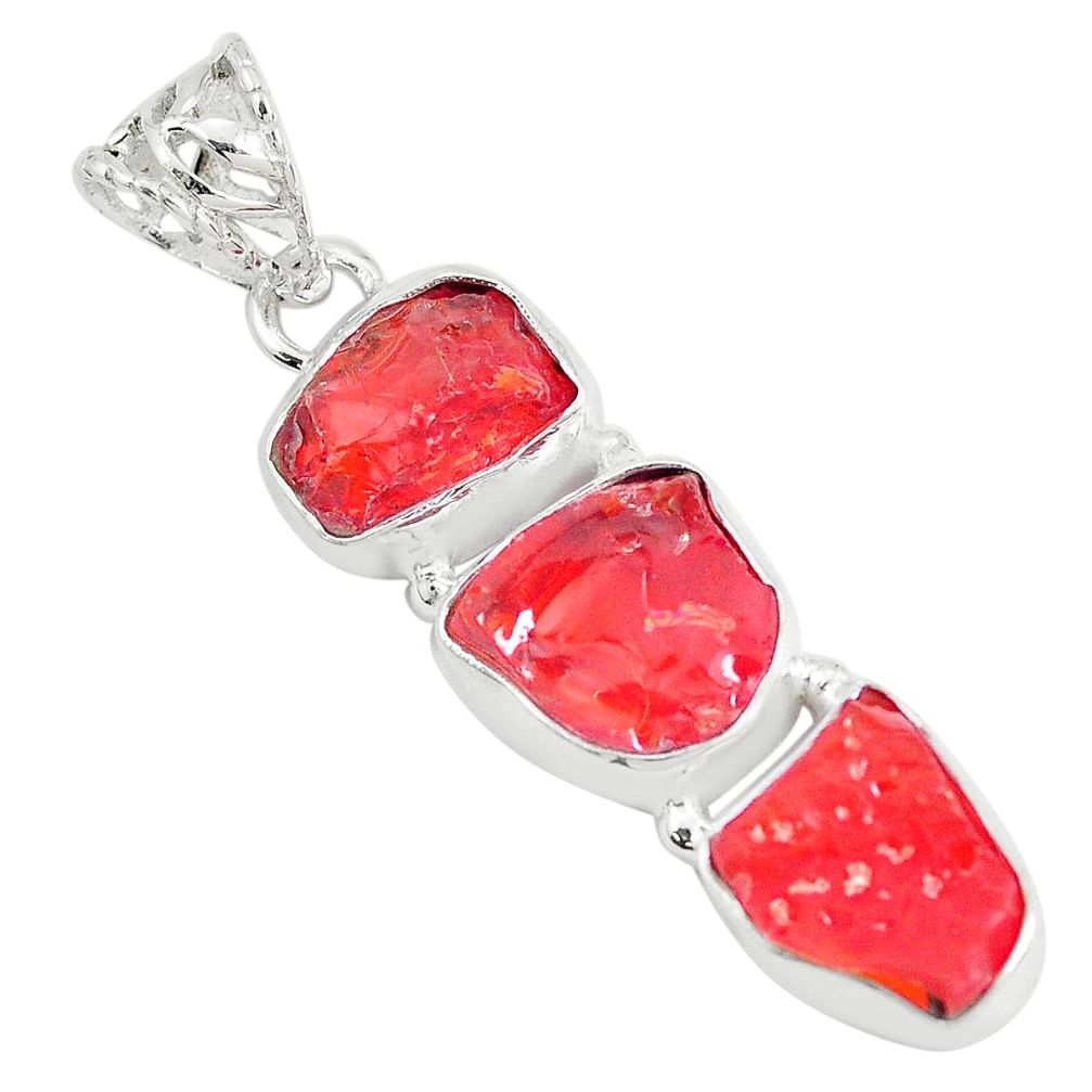 15.53cts natural orange mexican fire opal 925 sterling silver pendant p28036