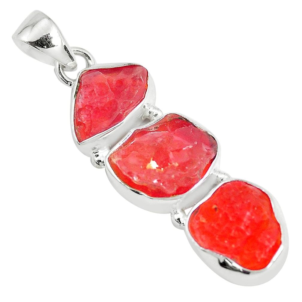 14.47cts natural orange mexican fire opal 925 sterling silver pendant p28039