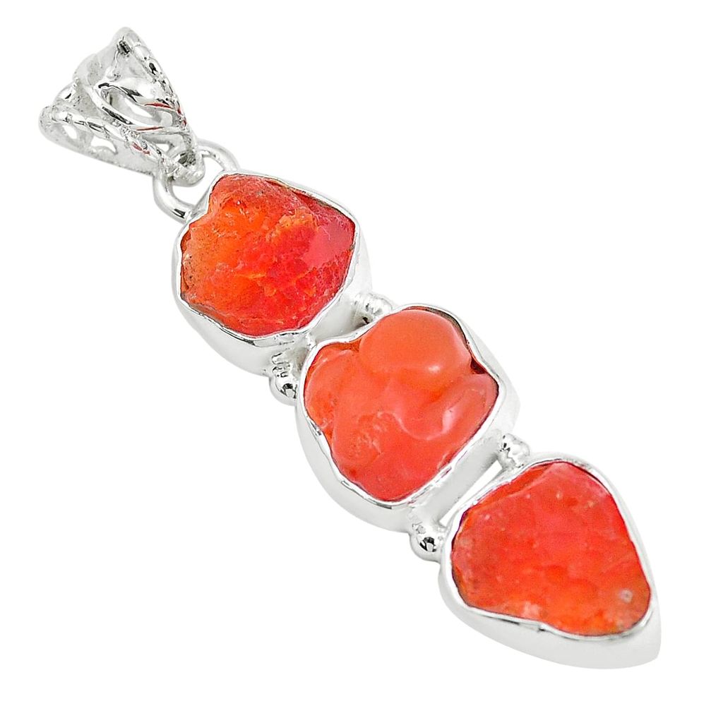 925 sterling silver 16.54cts natural orange mexican fire opal pendant p28040