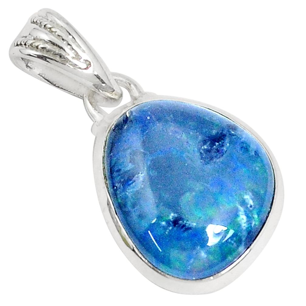 925 silver 12.60cts natural blue australian opal triplet fancy pendant p28476