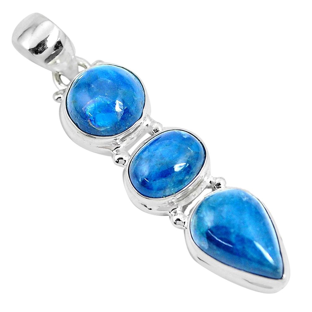 16.93cts natural blue apatite (madagascar) 925 sterling silver pendant p28616