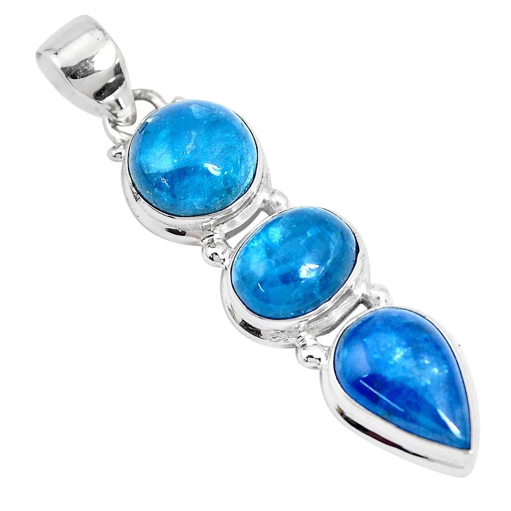 16.17cts natural blue apatite (madagascar) 925 sterling silver pendant p28617