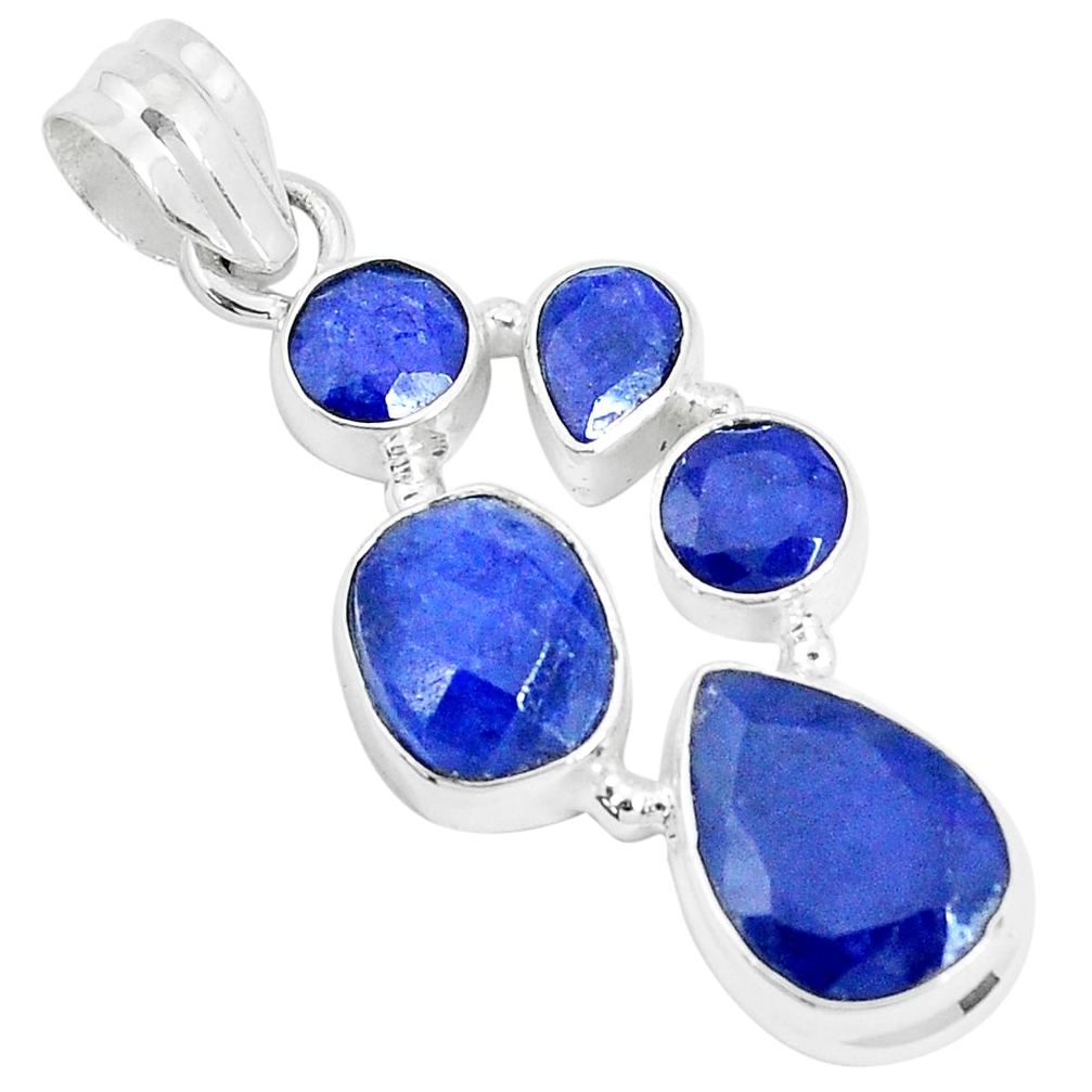 14.12cts natural blue sapphire 925 sterling silver pendant jewelry p29001