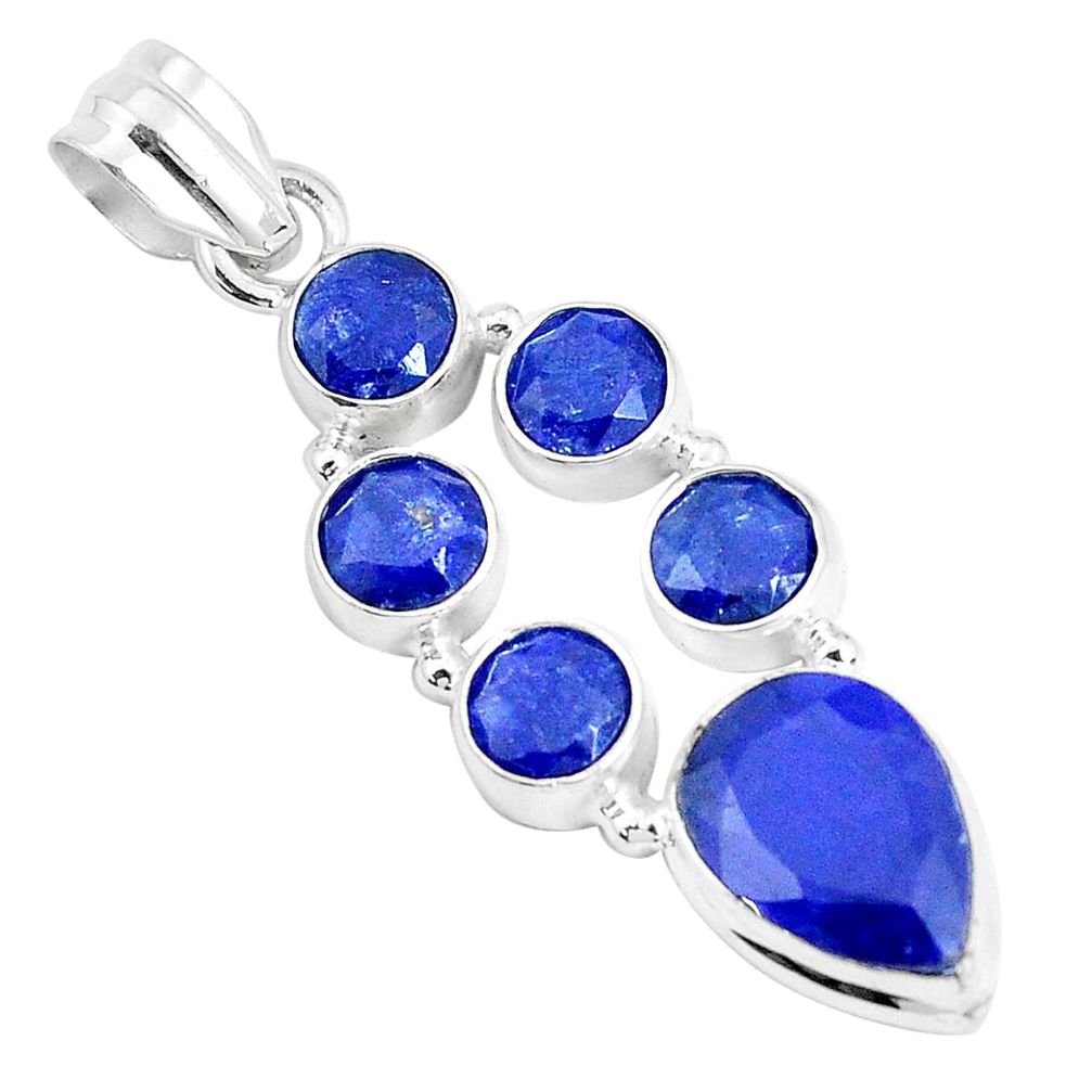 12.40cts natural blue sapphire 925 sterling silver pendant jewelry p29002